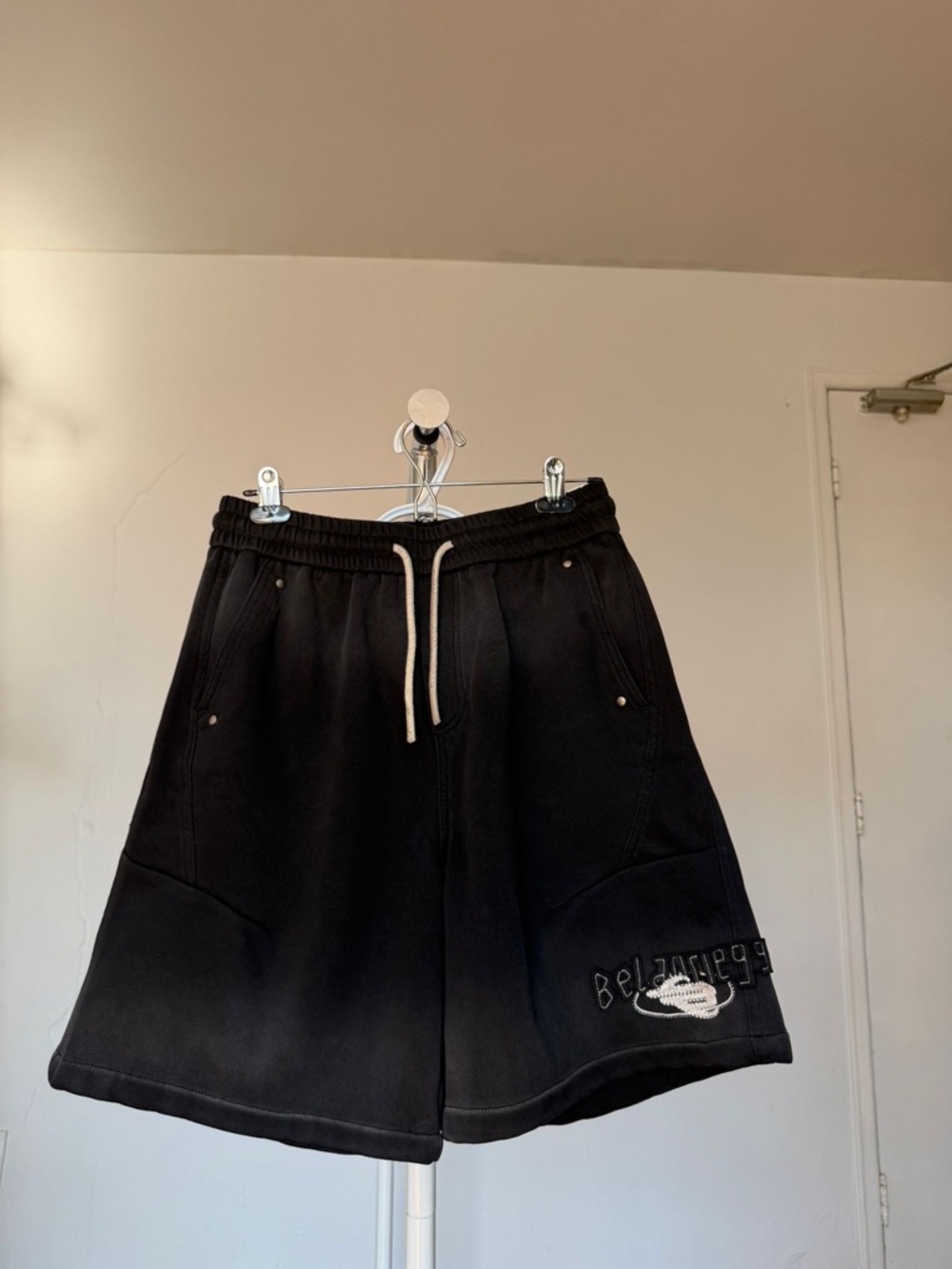 Balenciaga Black Men’s Hybrid Shorts with Drawstring